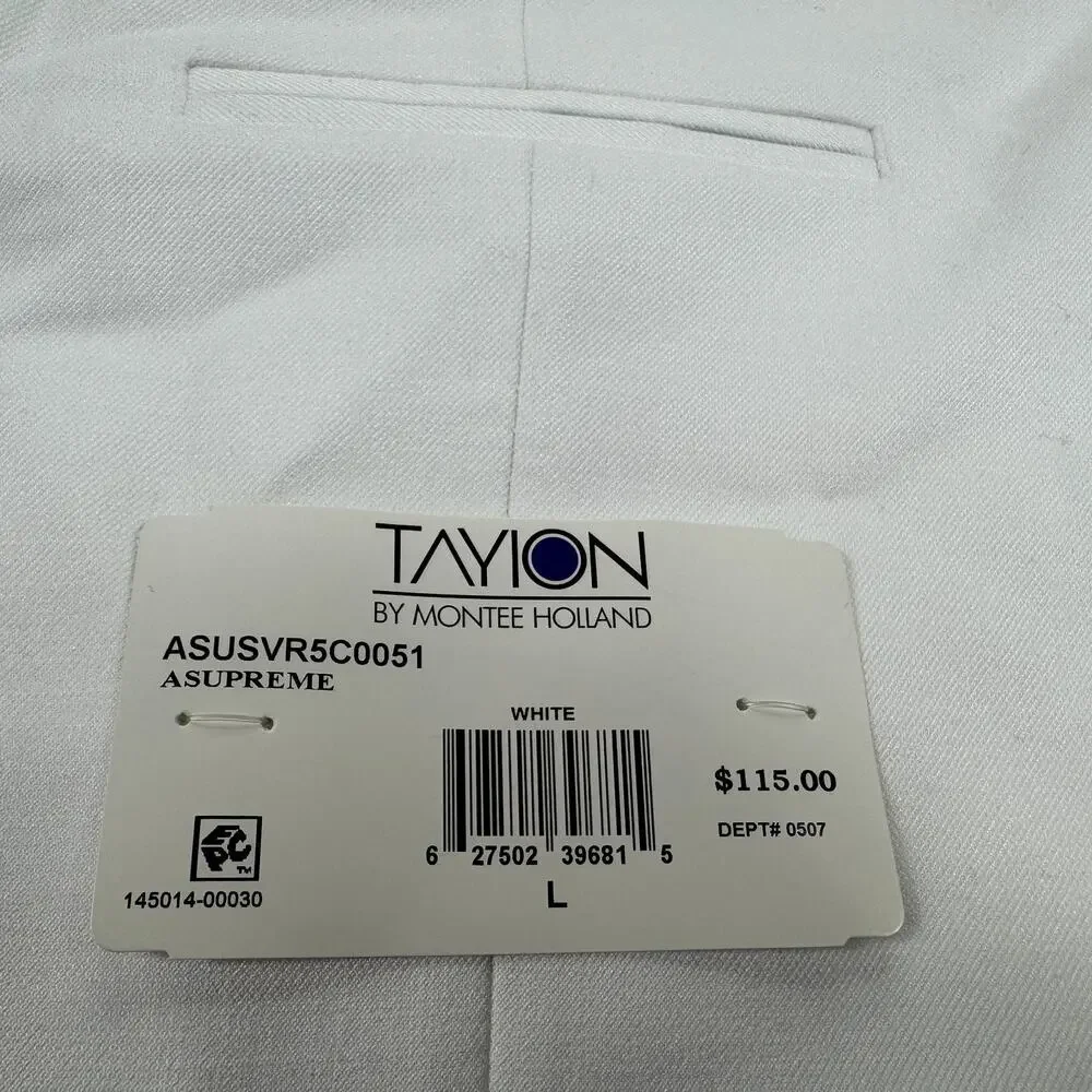 Tayion Mens Asupreme Classic Fit Double-Breasted Suit Vest White L